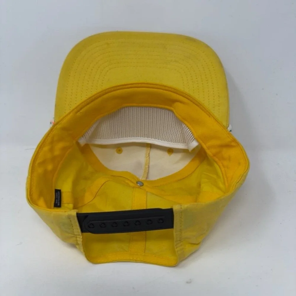 Vintage Sun Valley Idaho Ski Resort Rope Hat Yellow Snapback Trucker Cap 80s 90s
